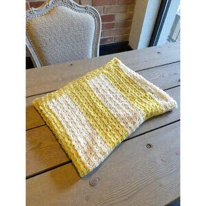 Handmade Yellow & White Crocheted Baby Blanket
